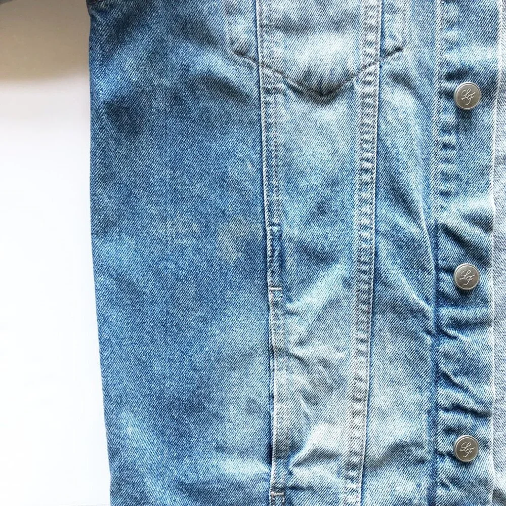 LOVERS + FRIENDS James Distressed Denim Jacket Womens Medium Ripped Casual